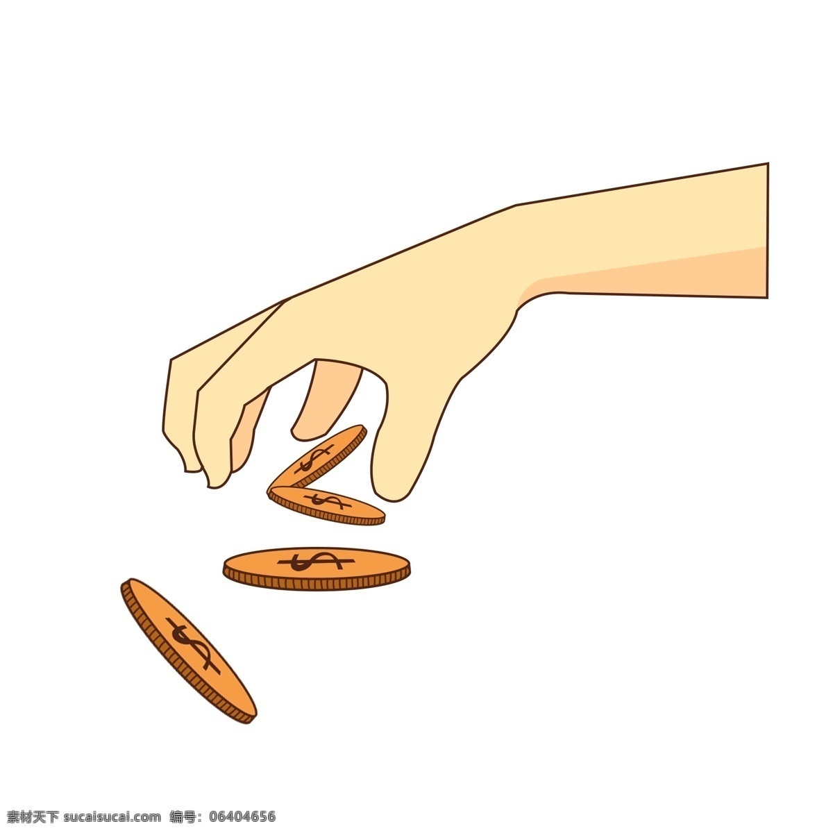 钱币 手势 装饰 插画 金黄色钱币 圆形的金币 卡通金币插画 金币掉了 拿金币的手势 手掌向下 抓钱币的手势