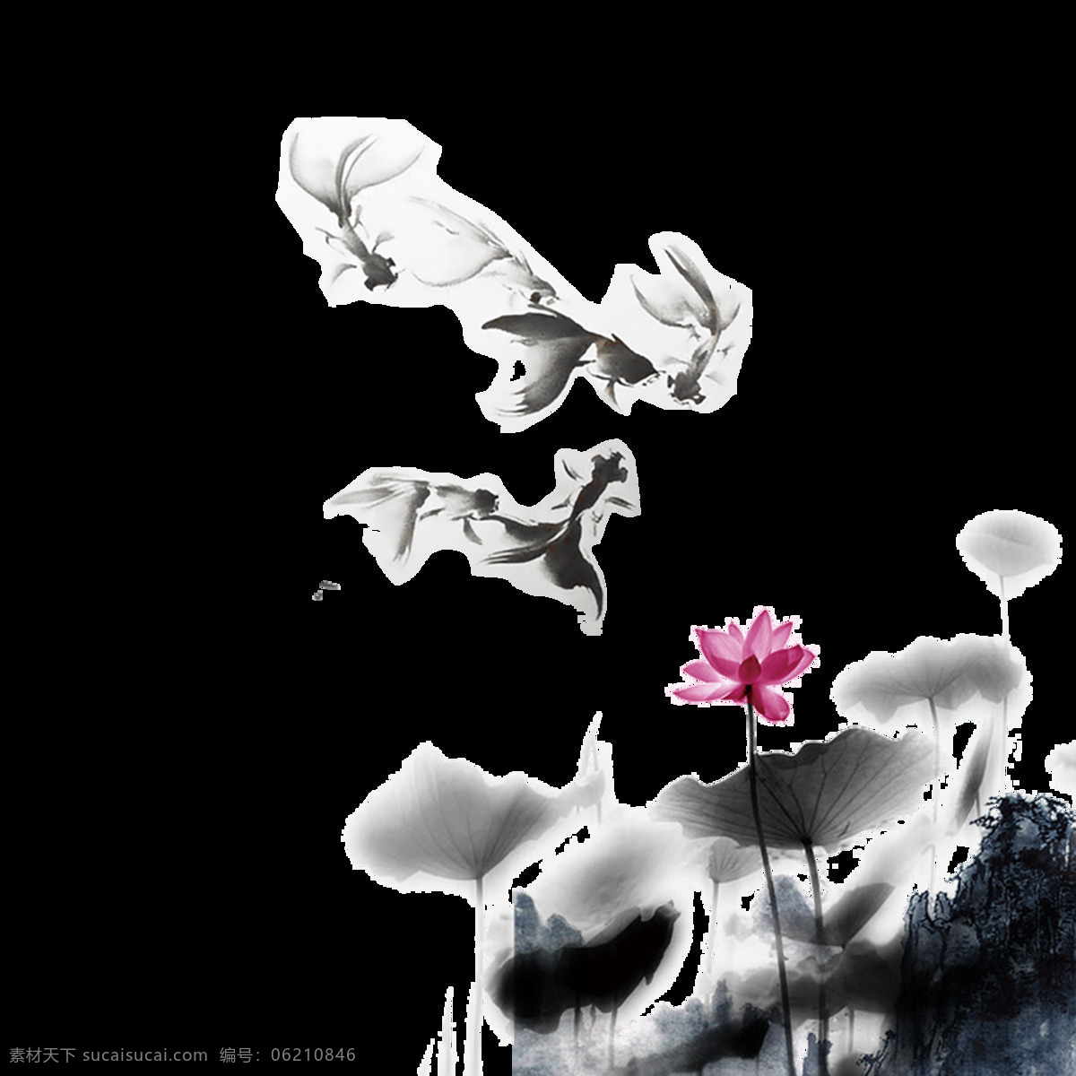水墨畫 蓮花池 金魚 嬉戲 中國風(fēng) 古風(fēng)山水畫 海報背景 古畫 山水 花朵 免摳 蓮花 藝術(shù)文藝類