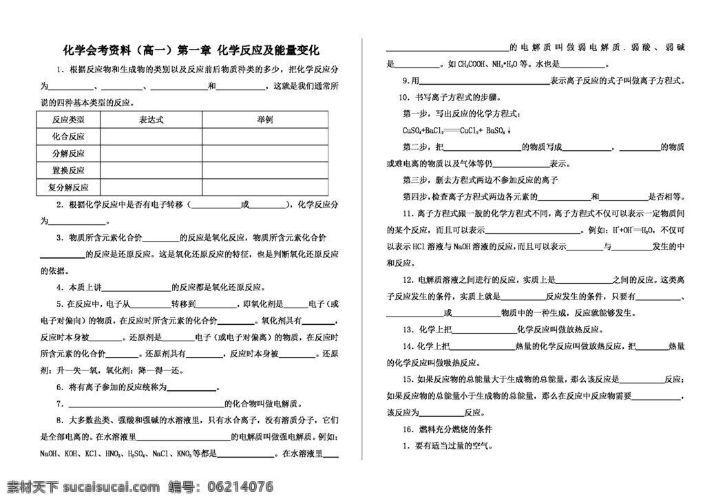 必修 化學(xué) 高一 各章 試題 必修1 人教版 試卷