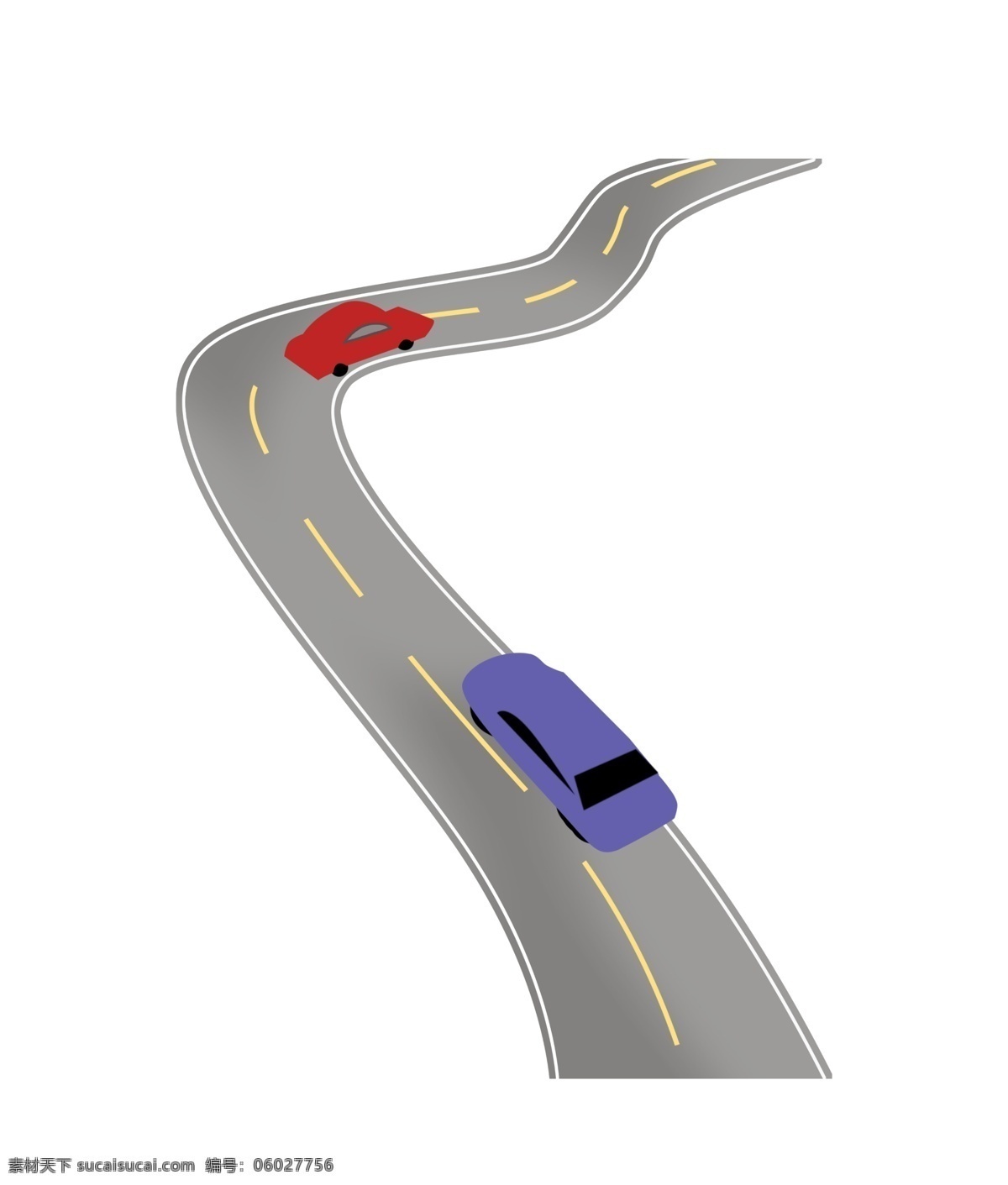 弯曲 柏油 马路 插图 一条马路 马路插图 弯曲的马路 柏油马路插图 公路 高速公路 蓝色汽车 红色汽车