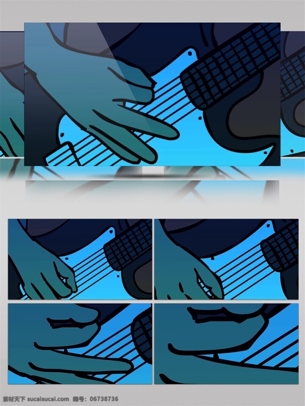 蓝光 摇滚 吉他 视频 音乐 蓝色 光束 手机壁纸 光斑散射 视觉享受