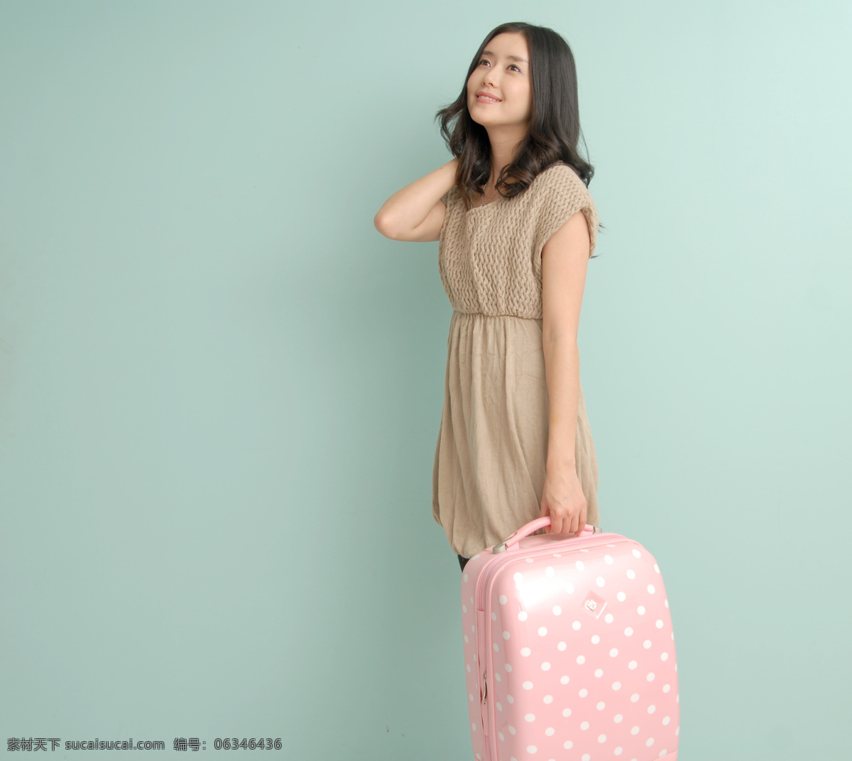 韩国 旅行箱 美女模特 图 美女 模特 女性女人 人物图库