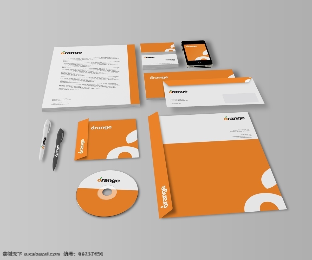 企业 视觉 vi 系统 分层 名片vi 信纸设计 橙色企业vi 钢笔vi模板 psd源文件