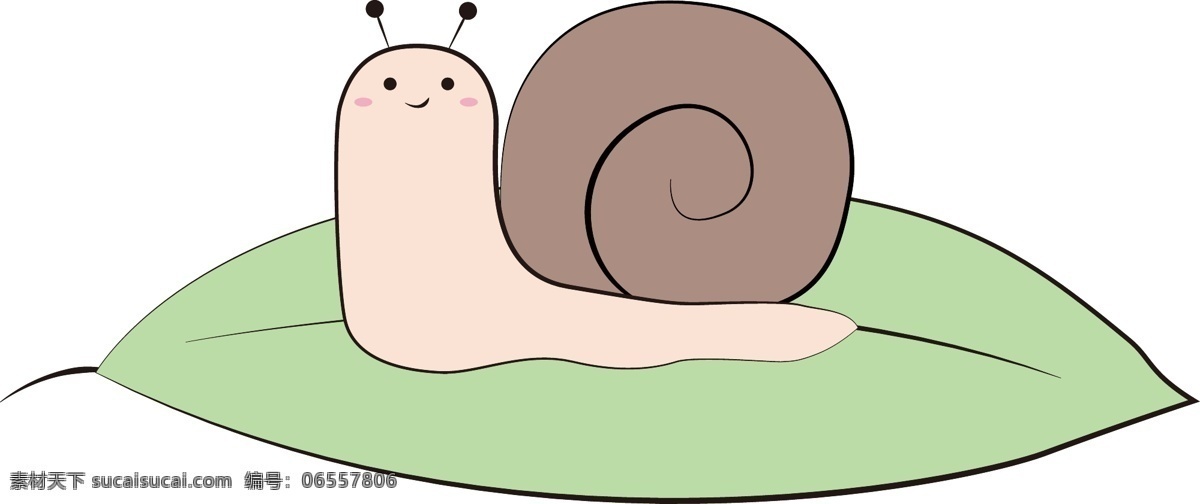 手绘 可爱 叶子 小 蜗牛 商用 小蜗牛 树叶 呆萌 卡通 简约风格 简笔画 元素 矢量
