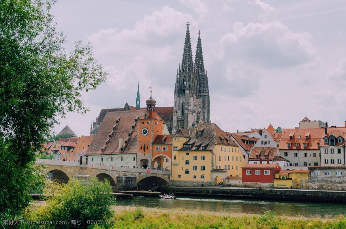 德国 雷根斯堡 德国雷根斯堡 城市 中世纪 全景 夜色 大教堂 河流 石桥 建筑景观 旅游摄影 国外旅游