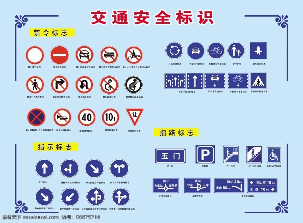 交通安全標(biāo)識 交通 安全 標(biāo)識 禁令標(biāo)志 指示標(biāo)志 指路標(biāo)志 花邊 分層 源文件