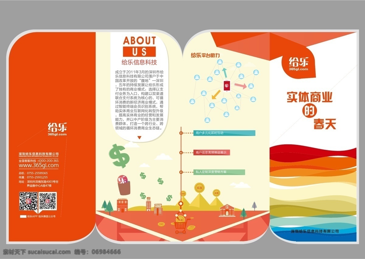 互聯(lián)網 卡通 畫冊 折頁 app 四折頁 白色