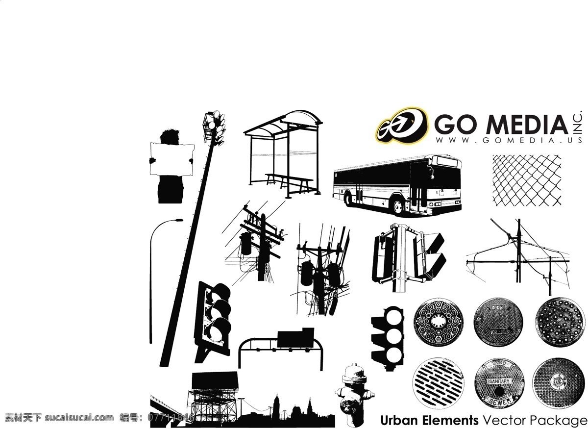 城市 公共 設(shè)施 gomedia 出品 矢量 城市設(shè)施 材料 白色