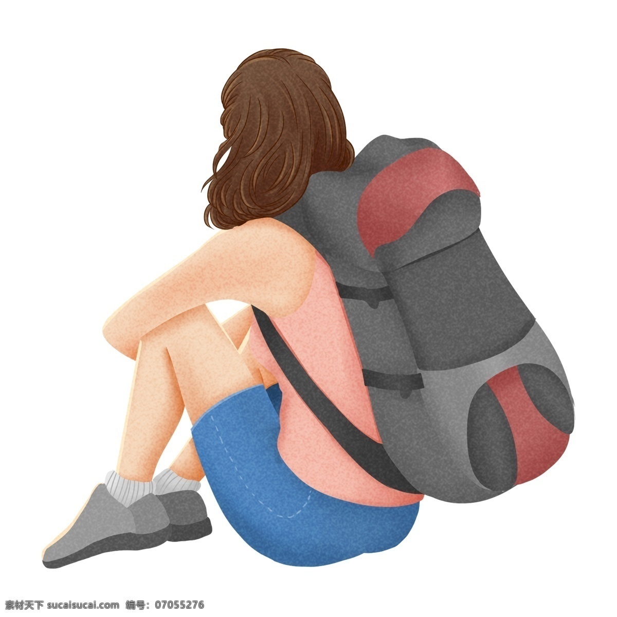卡通 水粉 旅行 女孩 裝飾 設計元素 透明元素 png元素 免摳元素