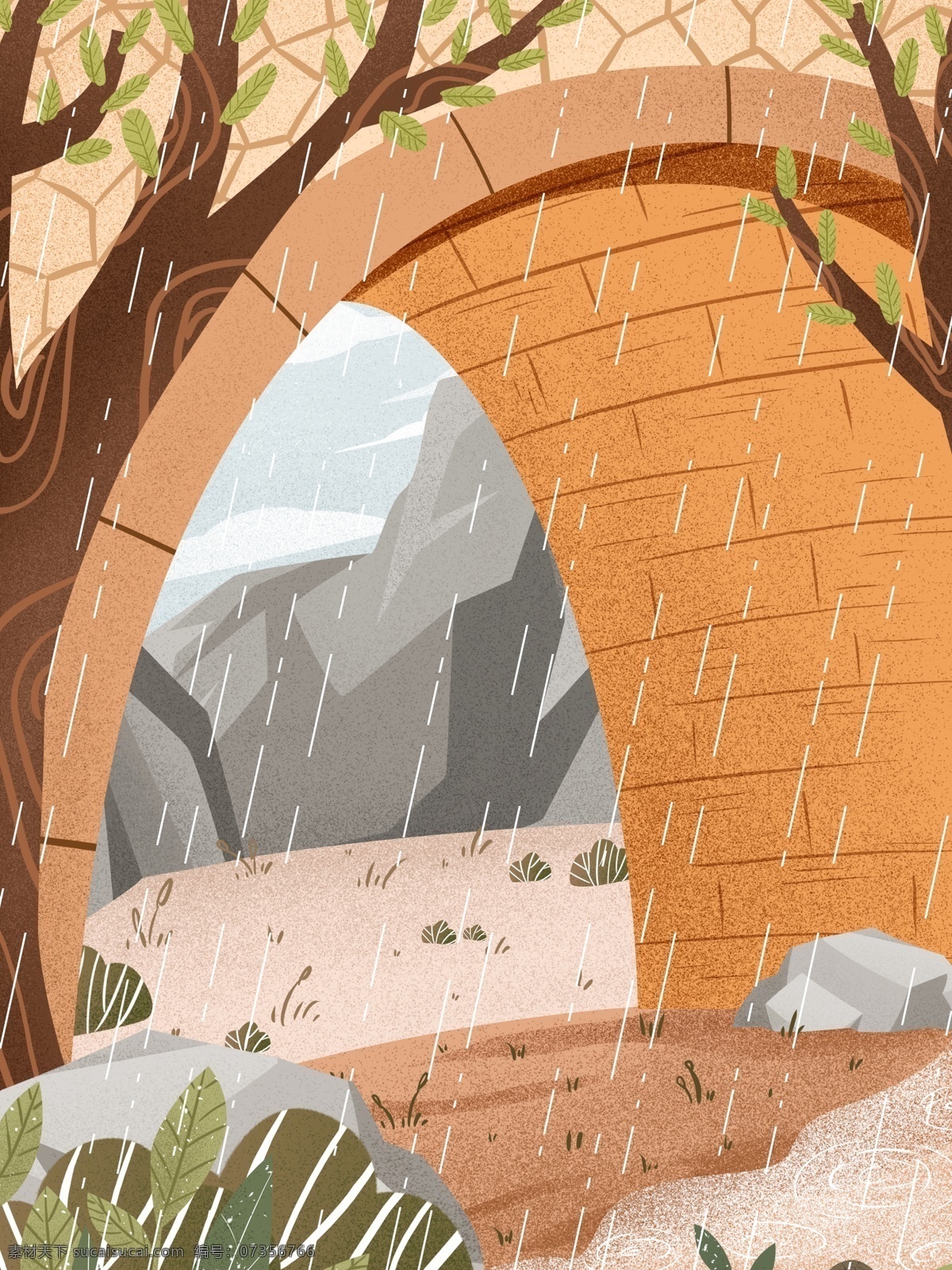 手繪 雨季 橋下 風(fēng)景 插畫 背景 插畫背景 雨季背景 橋下風(fēng)景背景 通用背景 手繪背景 卡通背景 下雨背景