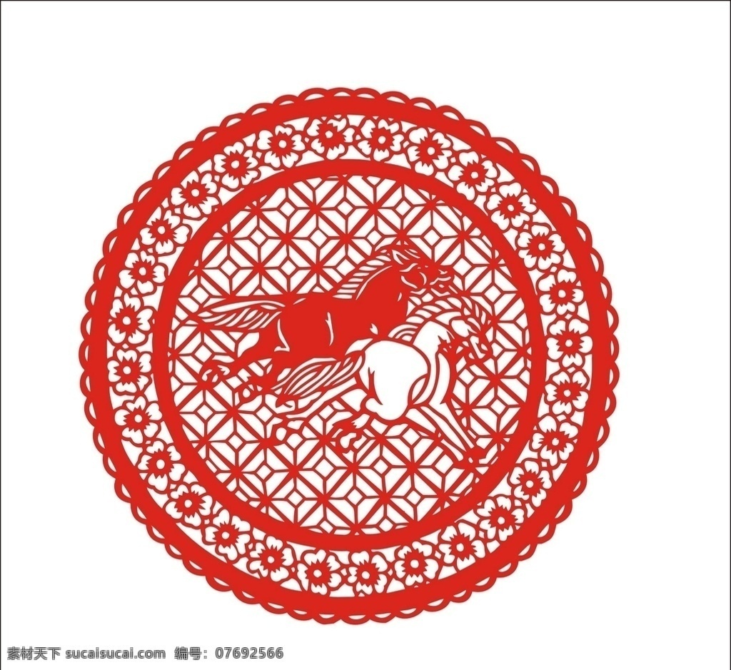 剪紙窗花馬年 剪紙窗花 窗花 剪紙 春節(jié)素材 剪影 窗貼