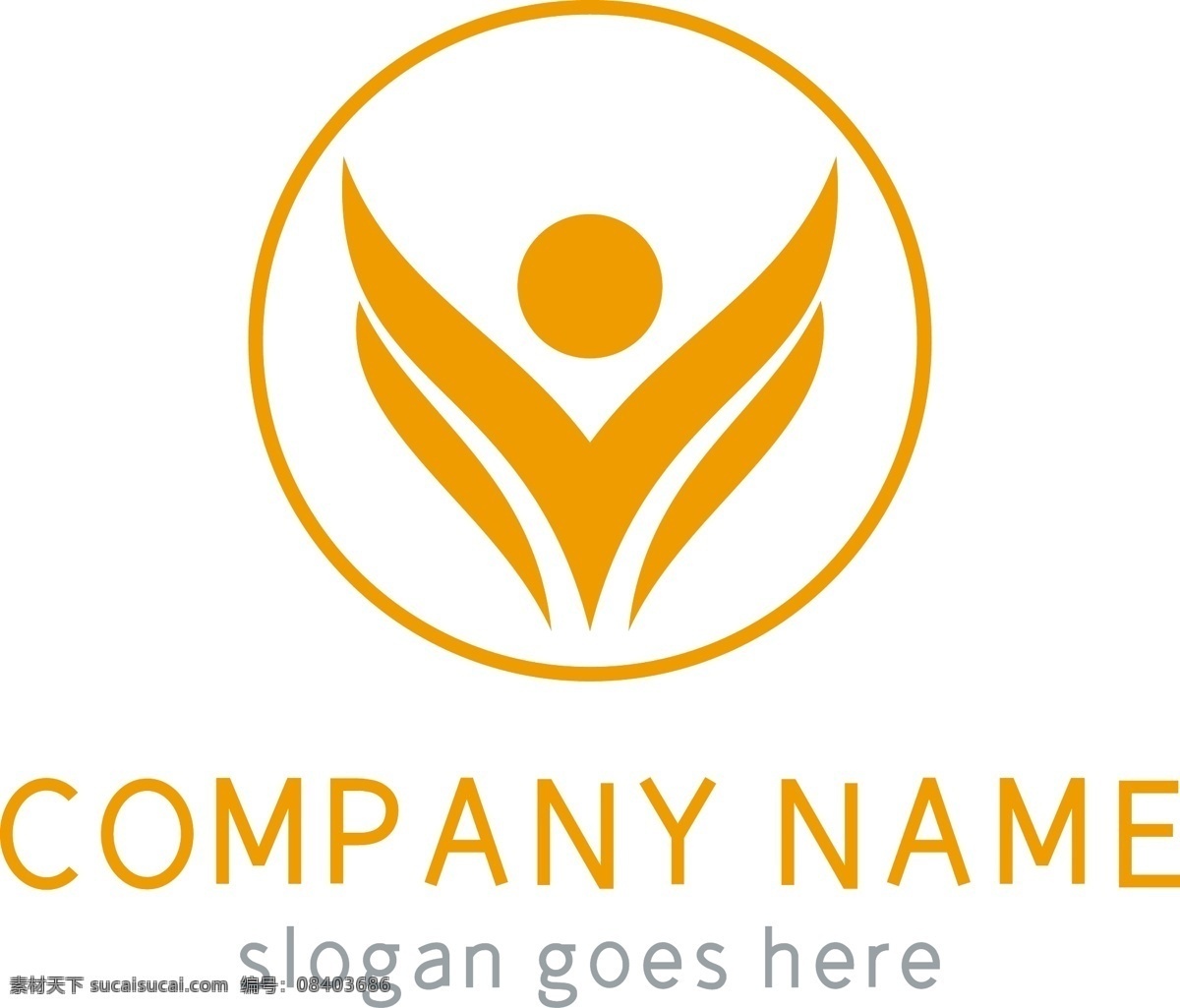 黄色 创意 圆形 人物 形象 科技 logo logo设计 创意logo 图形logo 圆形logo 互联网 科技logo 扁平化 手掌