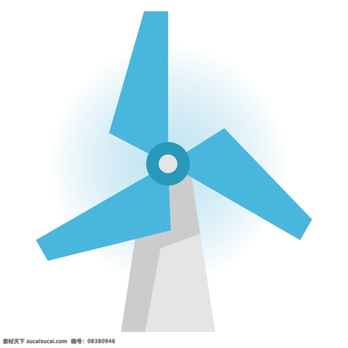 风力 发电 风车 插画 蓝色的扇叶 卡通插画 风车插画 环保插画 低碳环保 风力发电 白色的基座