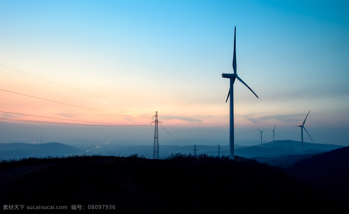 一望无际 风力 风车 风力发电 新能源设备 发电设备 电网 风车发电