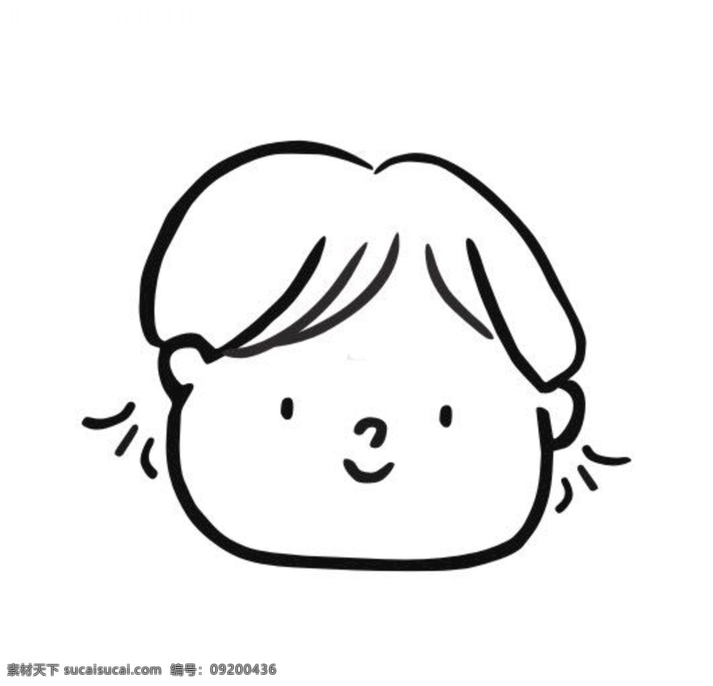 可愛 女孩 簡筆 線條 畫 頭像 辮子 線條畫