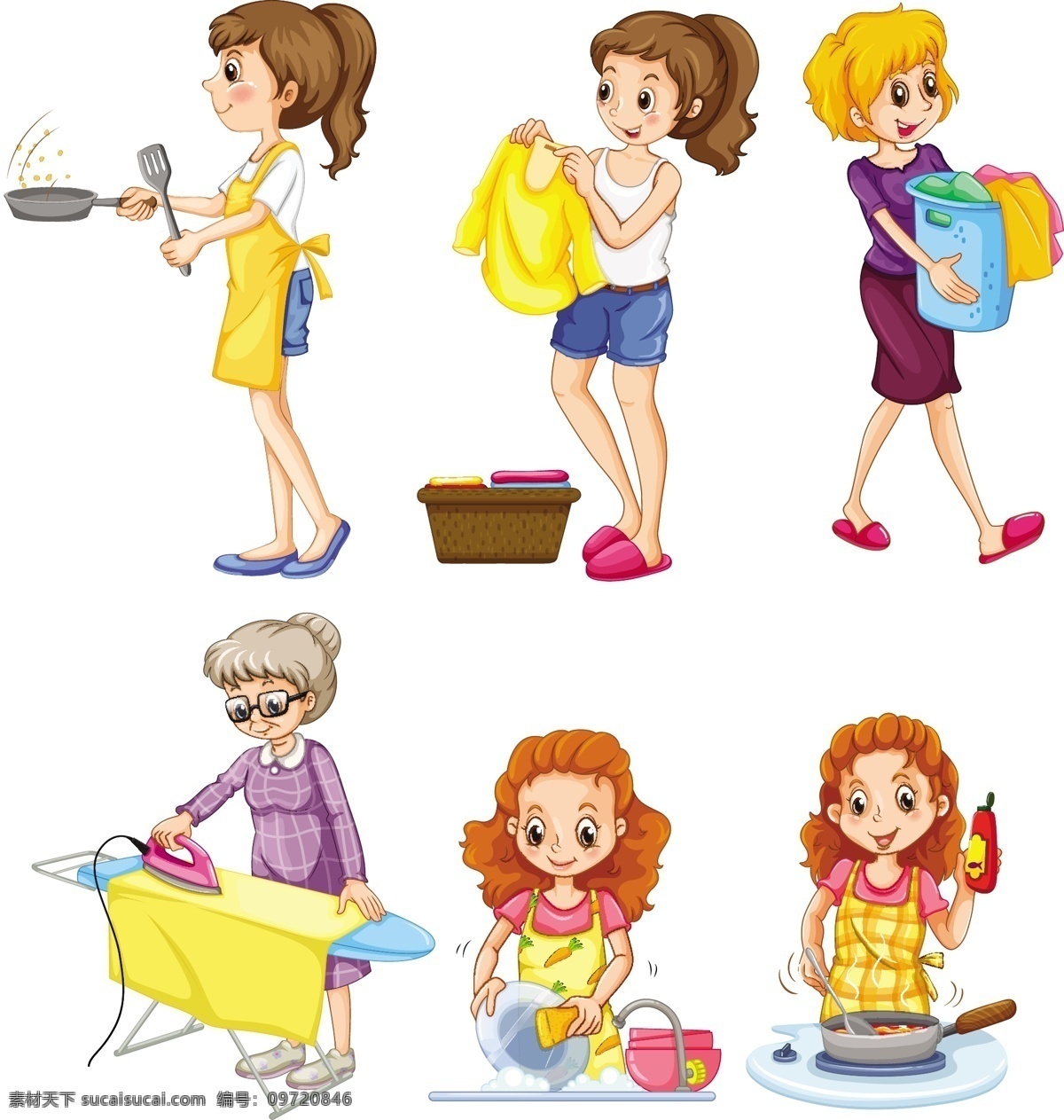 卡通家庭主妇 家庭主妇 女性 女人 人物 生活 清洁 妇女节 父母亲 节 卡通设计