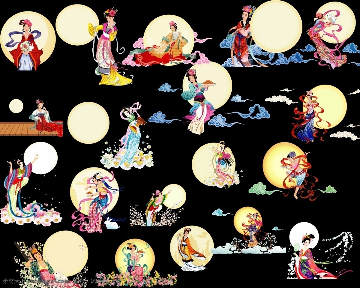 漫画 卡通画 嫦娥 月亮 女人 女性 中秋节 传统文化 设计之家 动漫动画 动漫人物 素材系列