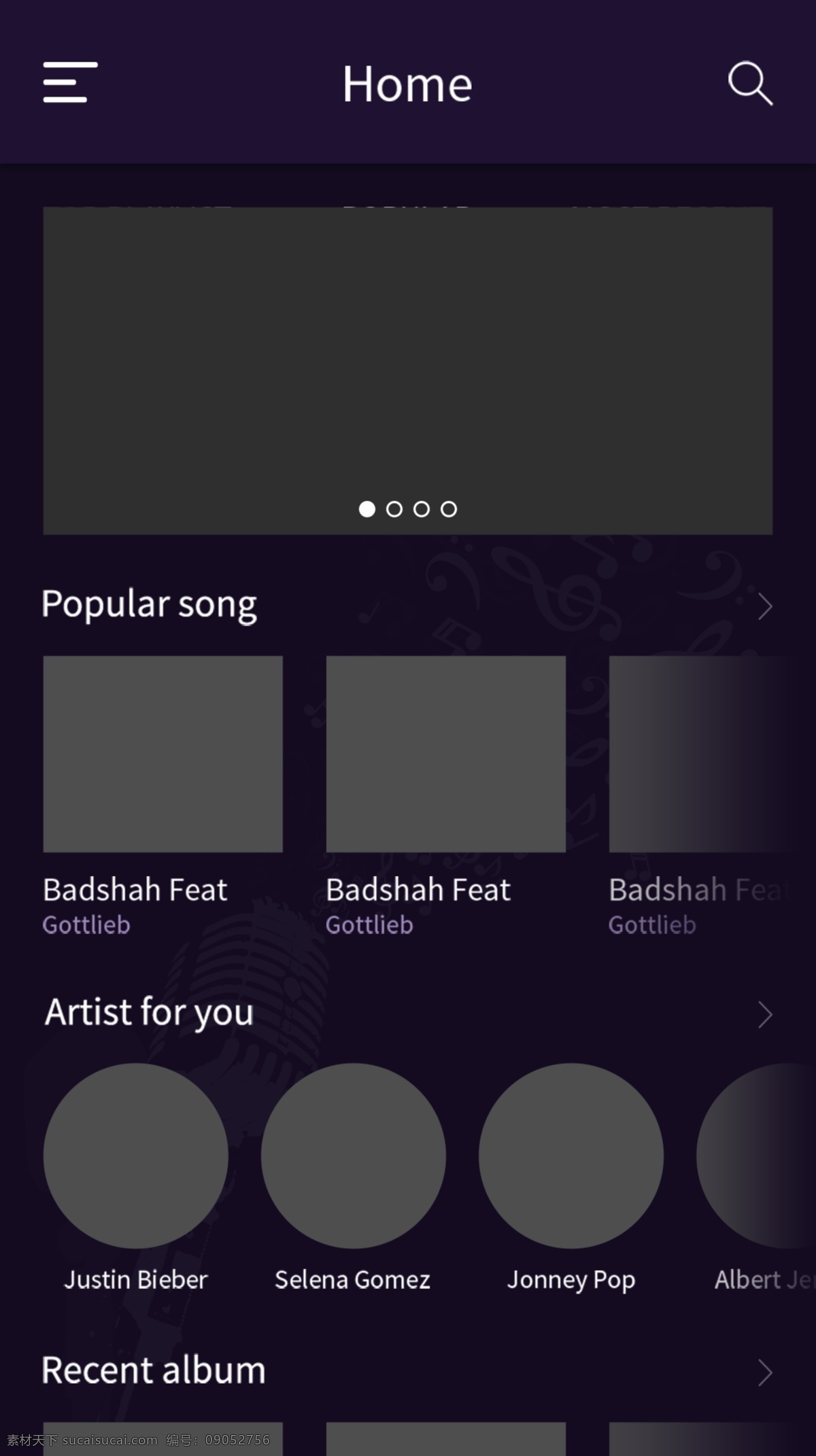 紫色 酷 炫 手机音乐 app 模板 首页 app界面 app首页 app展示 music 手机app 音乐app 音乐 界面 音乐界面
