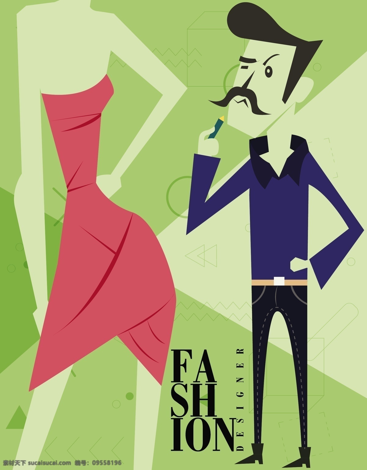 男女 服装设计 图案 矢量 红色裙子 男设计师 商场 性感