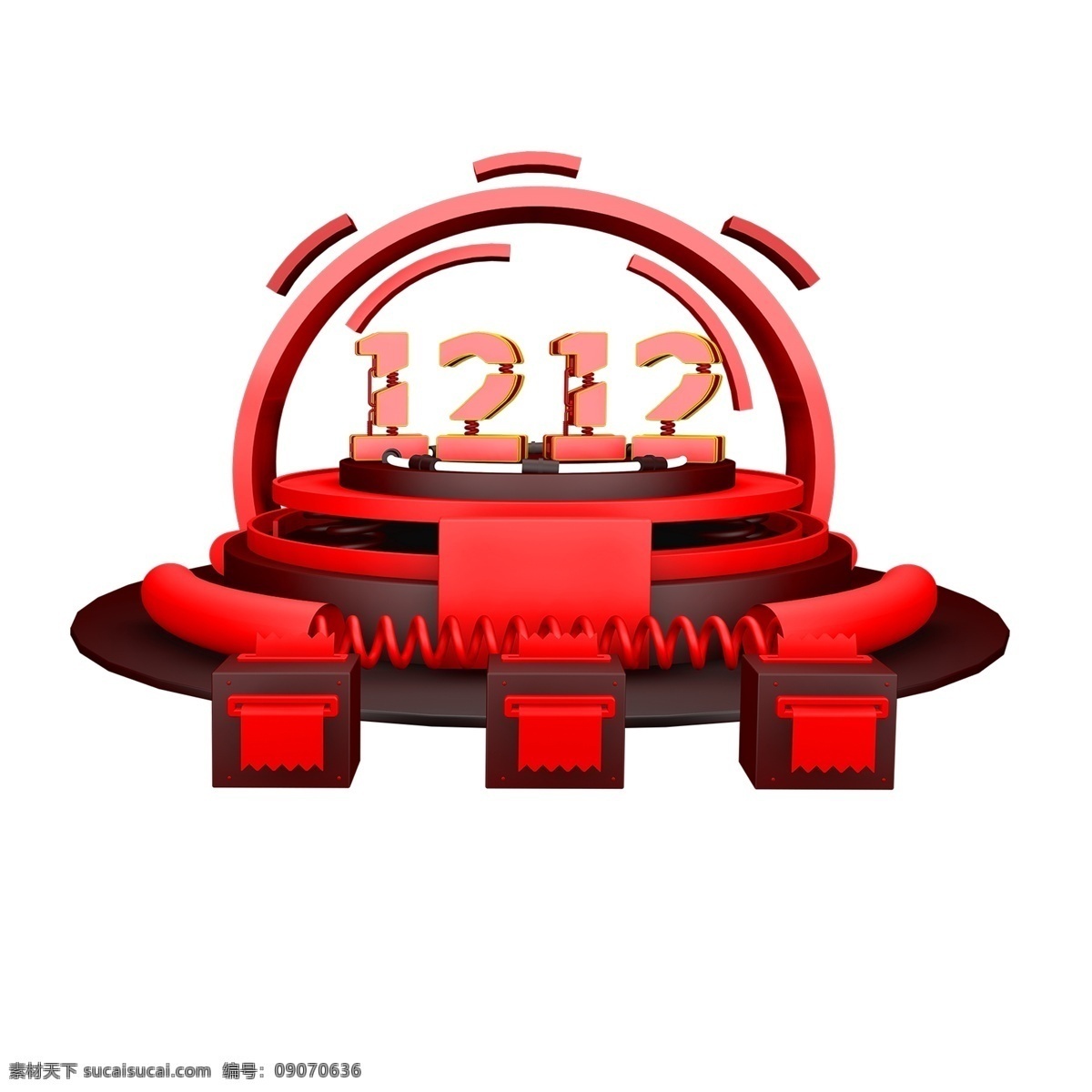 红色 创意 圆弧 双十 二 电商 舞台 元素 双十二 主题 logo