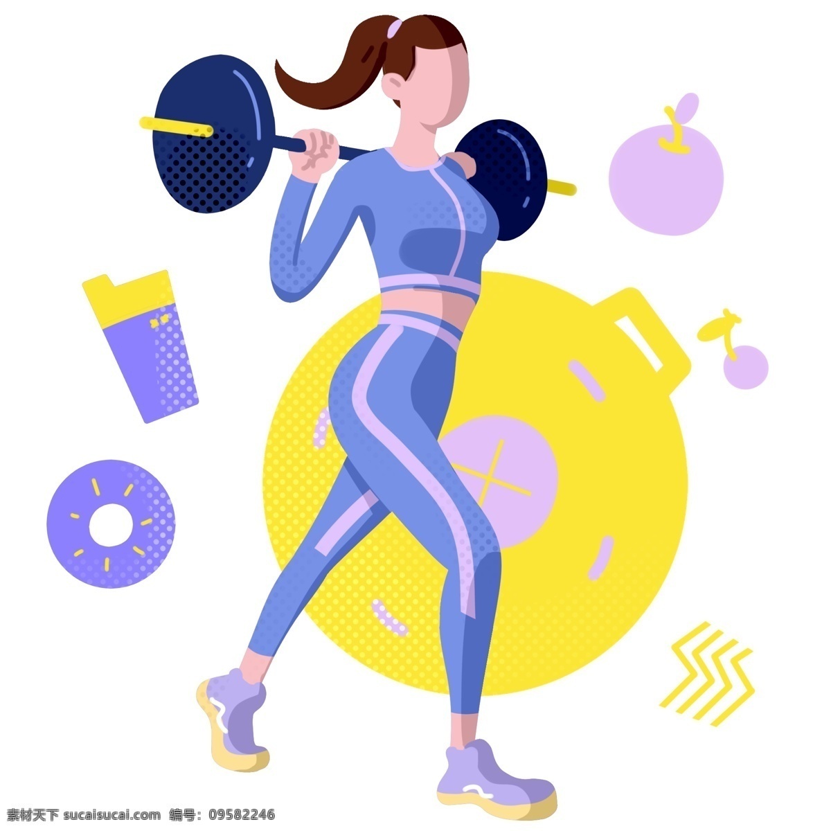 運動 健身減肥 插畫 減肥的女孩 卡通插畫 健身插畫 運動插畫 運動器材 運動器械 健身的女孩