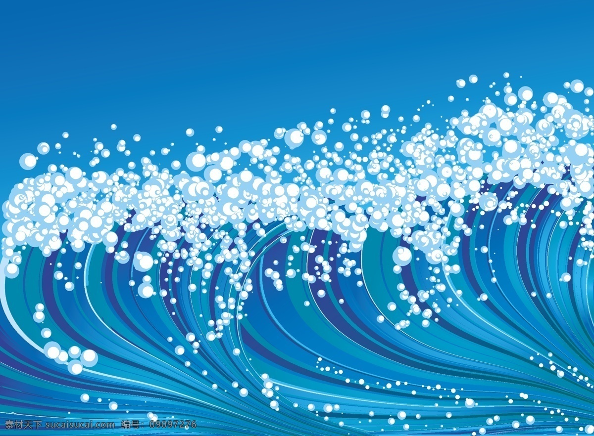 波濤 中 海浪 帆船 海鷗 海水 浪尖 矢量素材 太陽 祥云 矢量圖 其他矢量圖