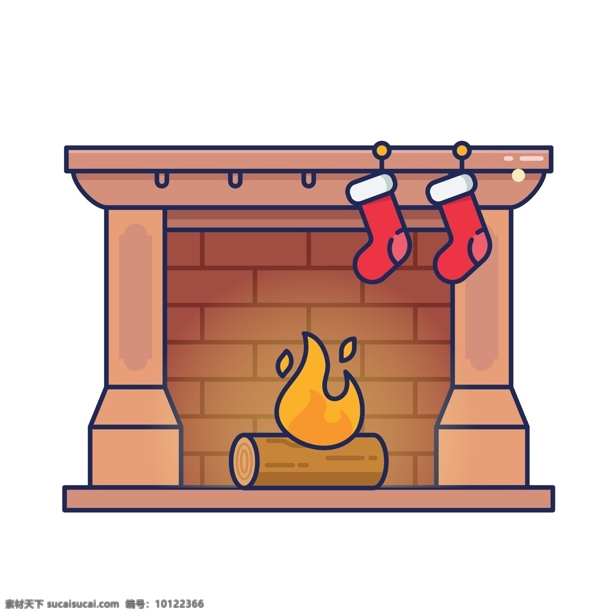 冬季 西式 壁炉 冬季冬天 西式壁炉 圣诞袜 袜子 火柴火苗 精美贴图 圣诞节 卡通可爱 室内装修