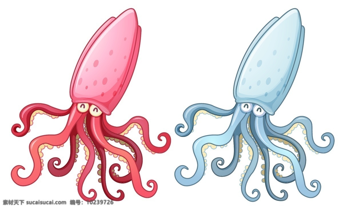 卡通章鱼 章鱼 生物 海洋生物 彩色 可爱 生物世界 鱼类