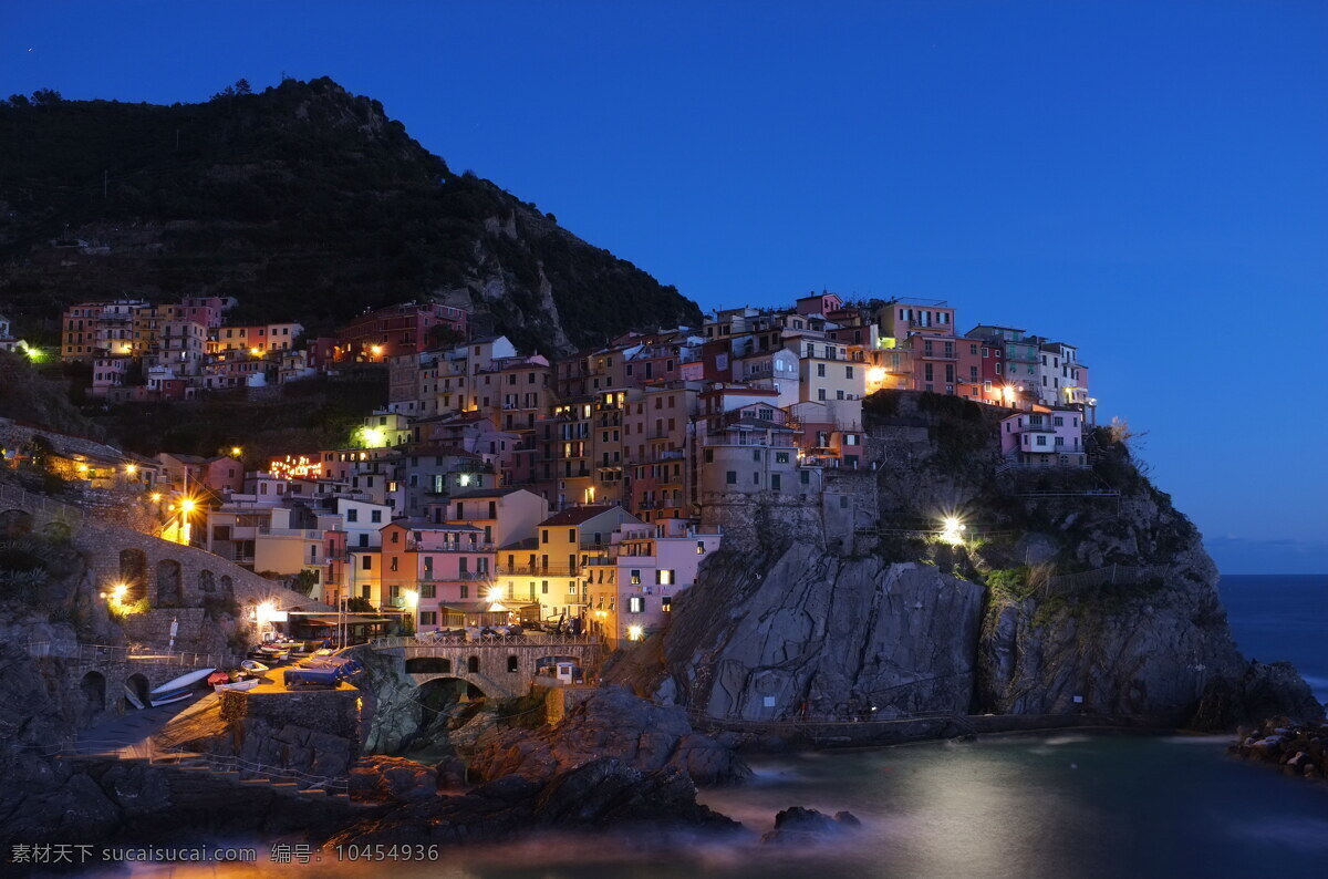 意大利 五 渔村 夜景 五渔村 海湾 海边