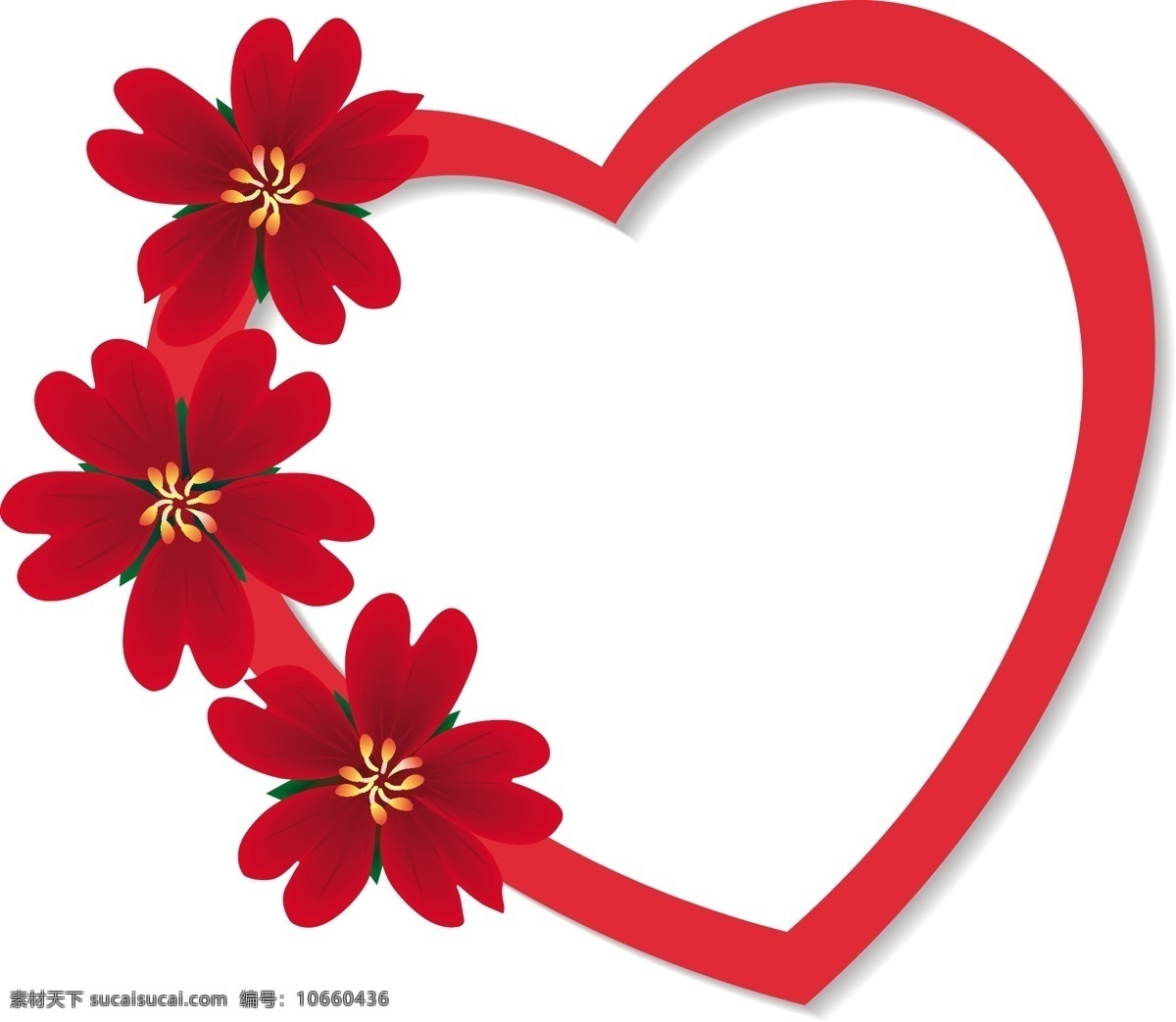 款 简单 精美 红色 花朵 装饰 心形 矢量 爱情 情人节 矢量节日 矢量图 花纹花边