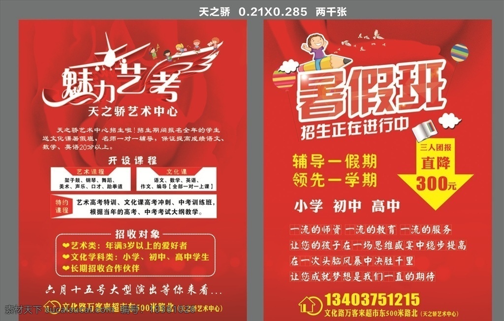 單頁(yè) 暑假班 紅色 藝校 培訓(xùn)班 舞蹈 藝術(shù)班 畫(huà)冊(cè) dm宣傳單