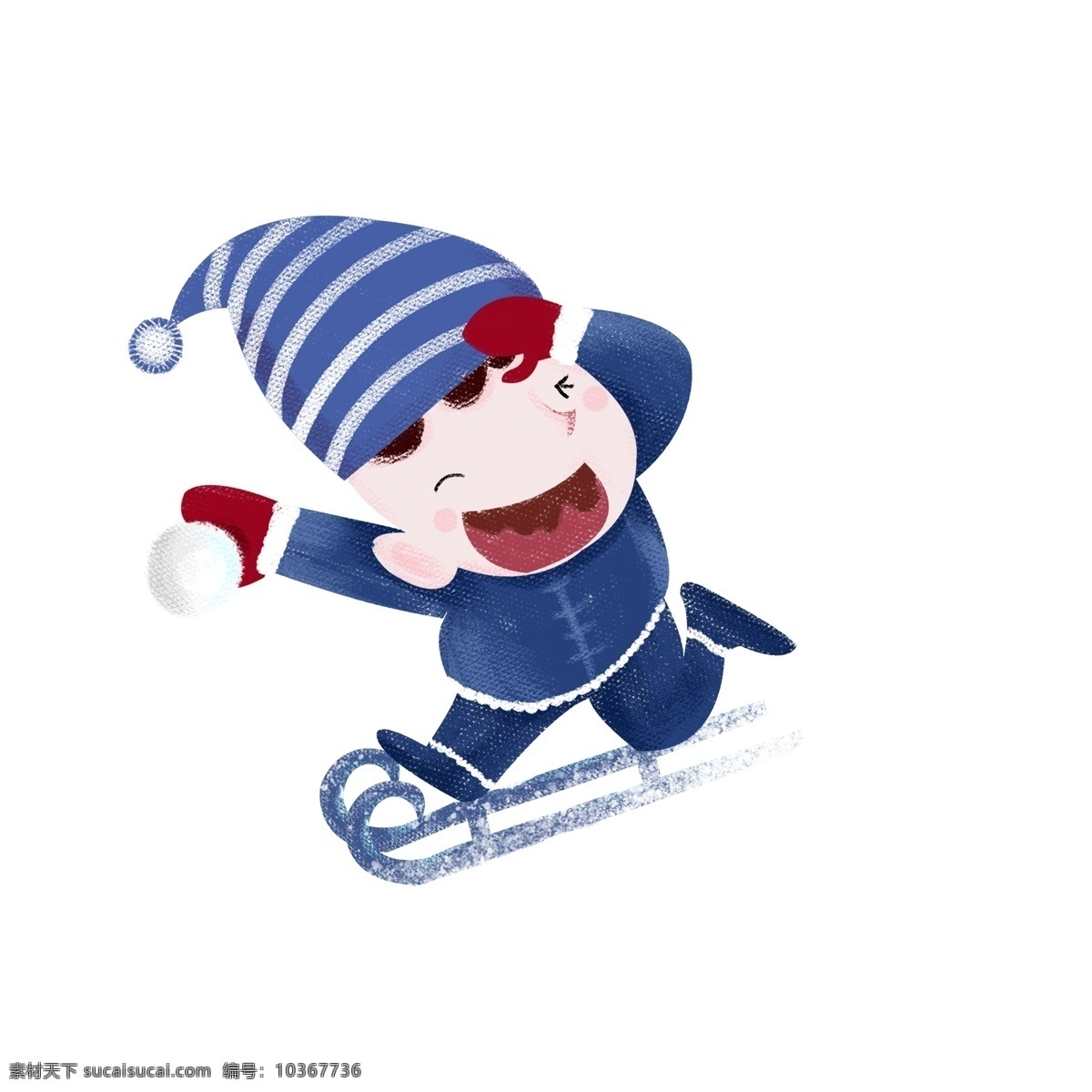 滑雪 扔 雪球 男孩 手繪 可愛 扔雪球 兒童 人物 冬季 插畫