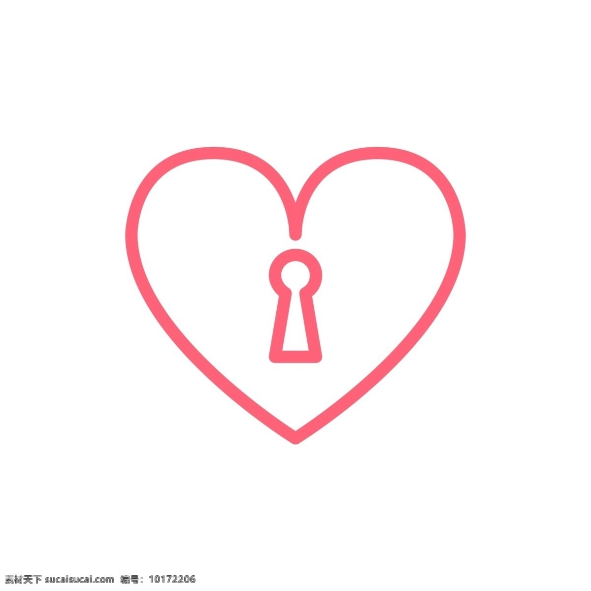 玫 红色 线性 心 锁 情人节 图标 爱心 心锁