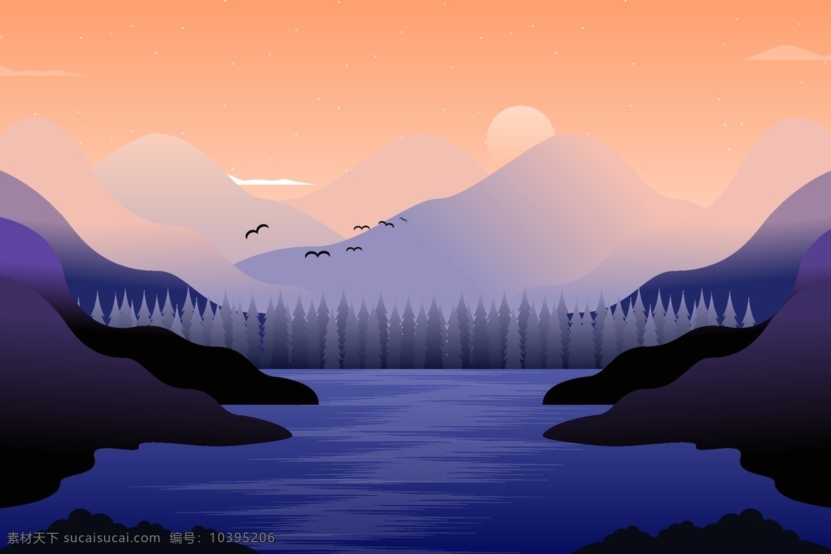 自然風(fēng)光插畫 自然 自然風(fēng)光 自然景色 自然風(fēng)景 夜景 太陽 月亮 落日 晚霞 樹木 湖水 海綿 月色 大自然 風(fēng)景插畫 大自然風(fēng)光 余暉 海景 自然景觀