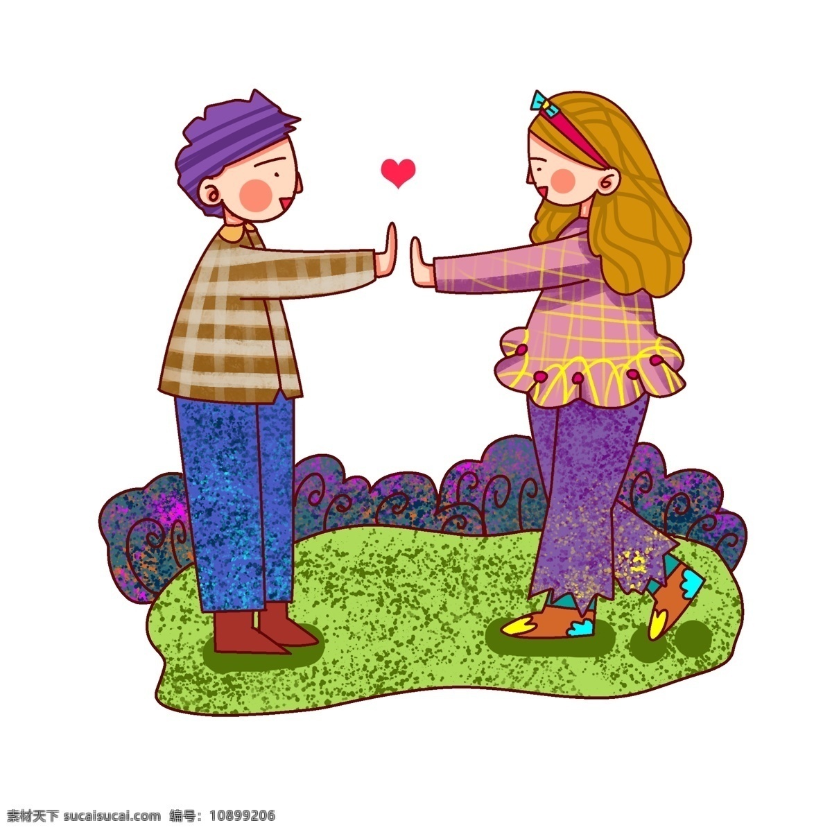 通風 格 春日 情侶 爛漫 踏青 出游 溫馨 季節(jié) 草地 植物 男孩 女孩 頭飾 服飾圖案 長褲 長發(fā) 短發(fā) 鞋子 愛心 線描 清明節(jié)