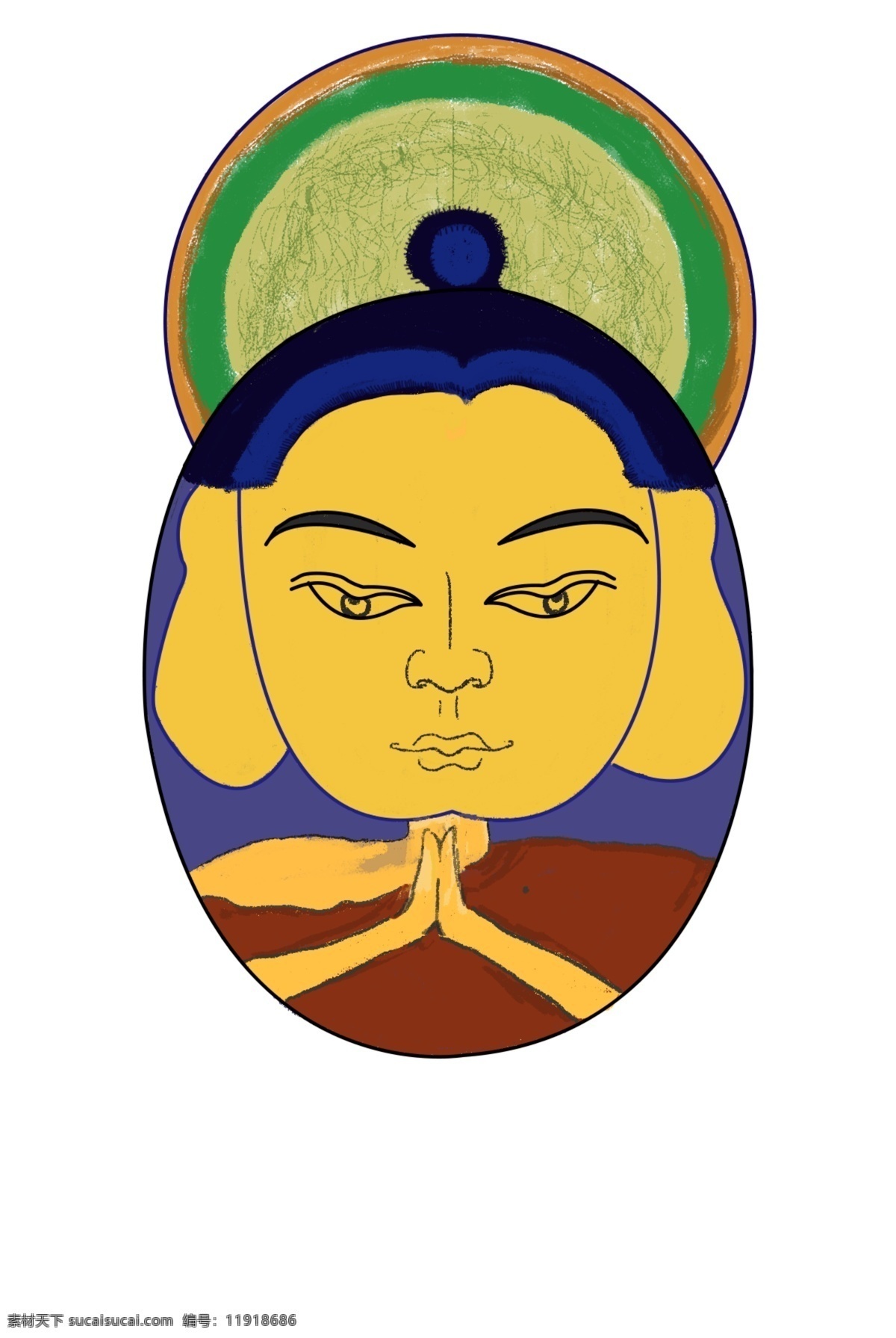 藏族 佛教 插画 人物 创意