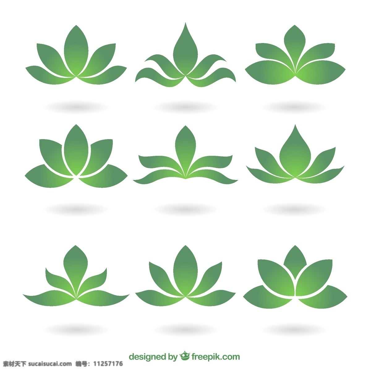 绿色花卉徽标 徽标 花卉 抽象 自然 绿色 标志 叶片 企业 公司 身份 叶子