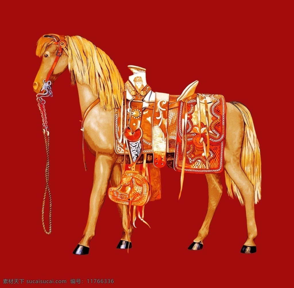 手绘 彩色 马匹 彩绘 马鞍 装饰画 才会 一匹马 动物