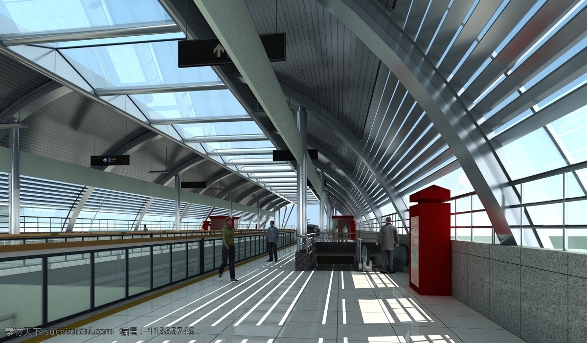 地铁 入口 3d设计 3d效果图 不锈钢 地砖 吊顶 栏杆 人 地铁入口 玻璃顶 效果图 室外模型 3d模型素材 建筑模型