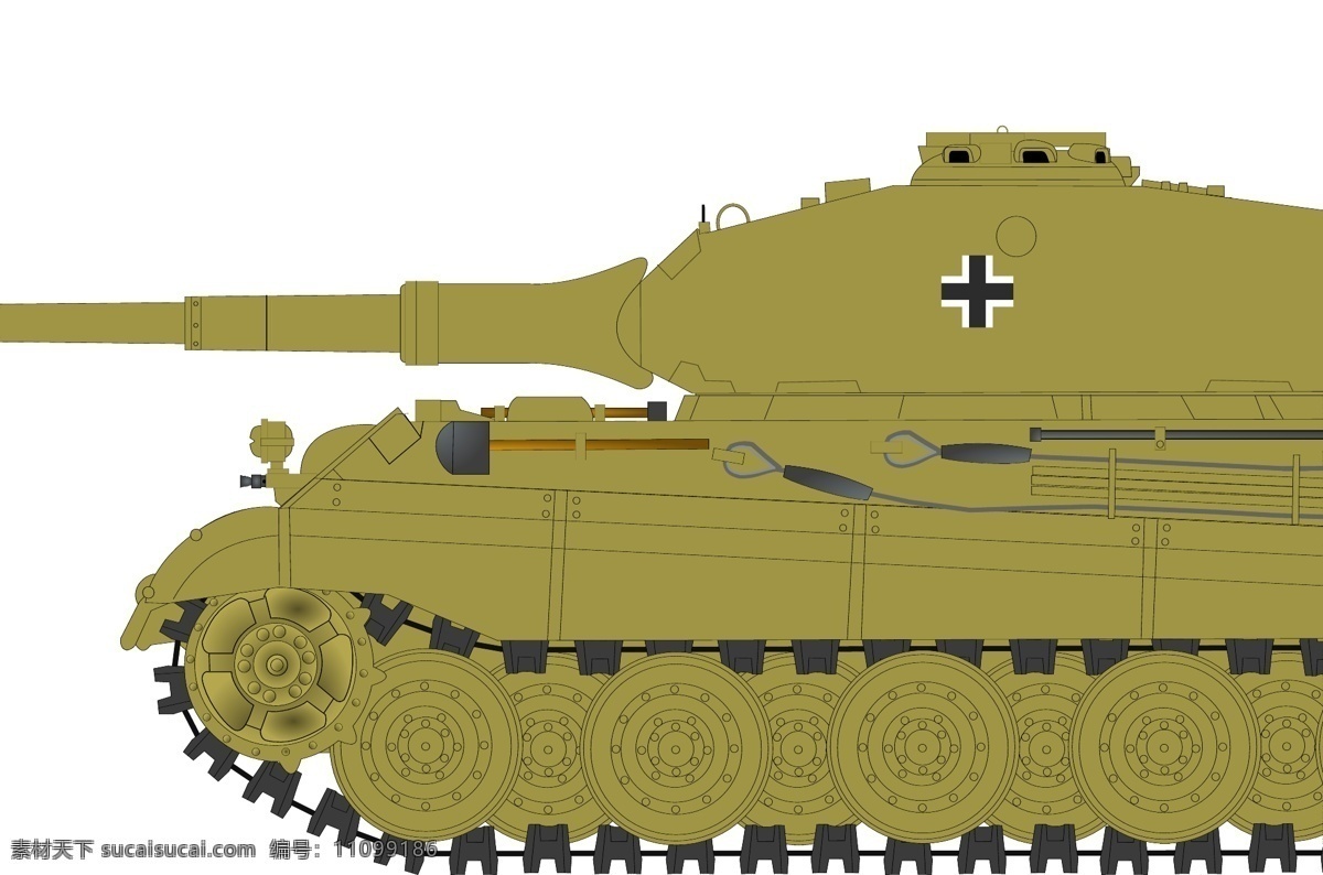 虎 ii 坦克 矢量 侧视图 虎ii 虎王 重型 二战 波尔舍 保时捷 德国 二次大战 世界大战 现代科技 军事武器