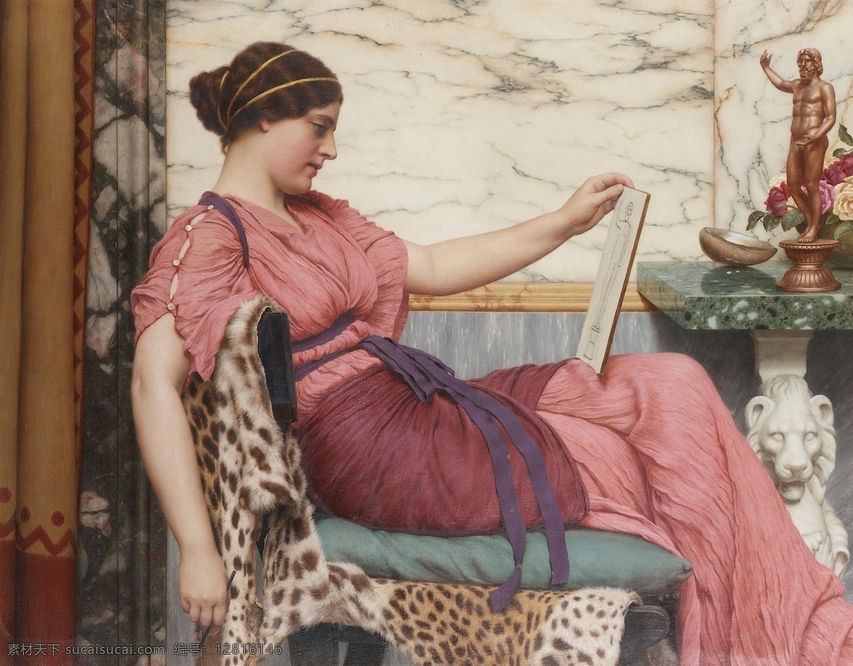绘画的女子 约翰 威廉 格德沃德 女人 人体 艺术 油画 世界名画 西洋油画 绘画书法 文化艺术 人物