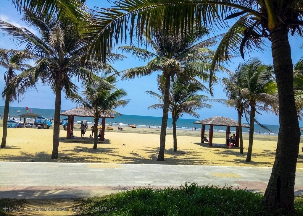 阳光 沙滩 椰子树 夏天 海边 茅草屋子 旅游 旅游摄影 自然风景