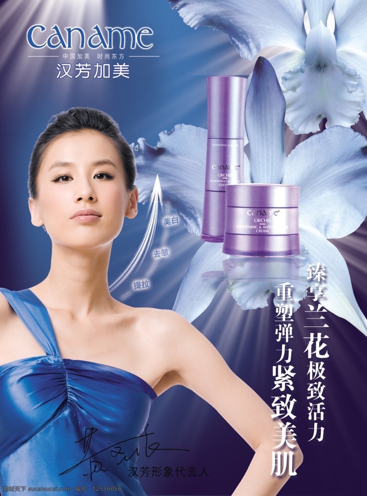 黄圣依 化妆品 广告 化妆品广告 化妆品海报 蓝色