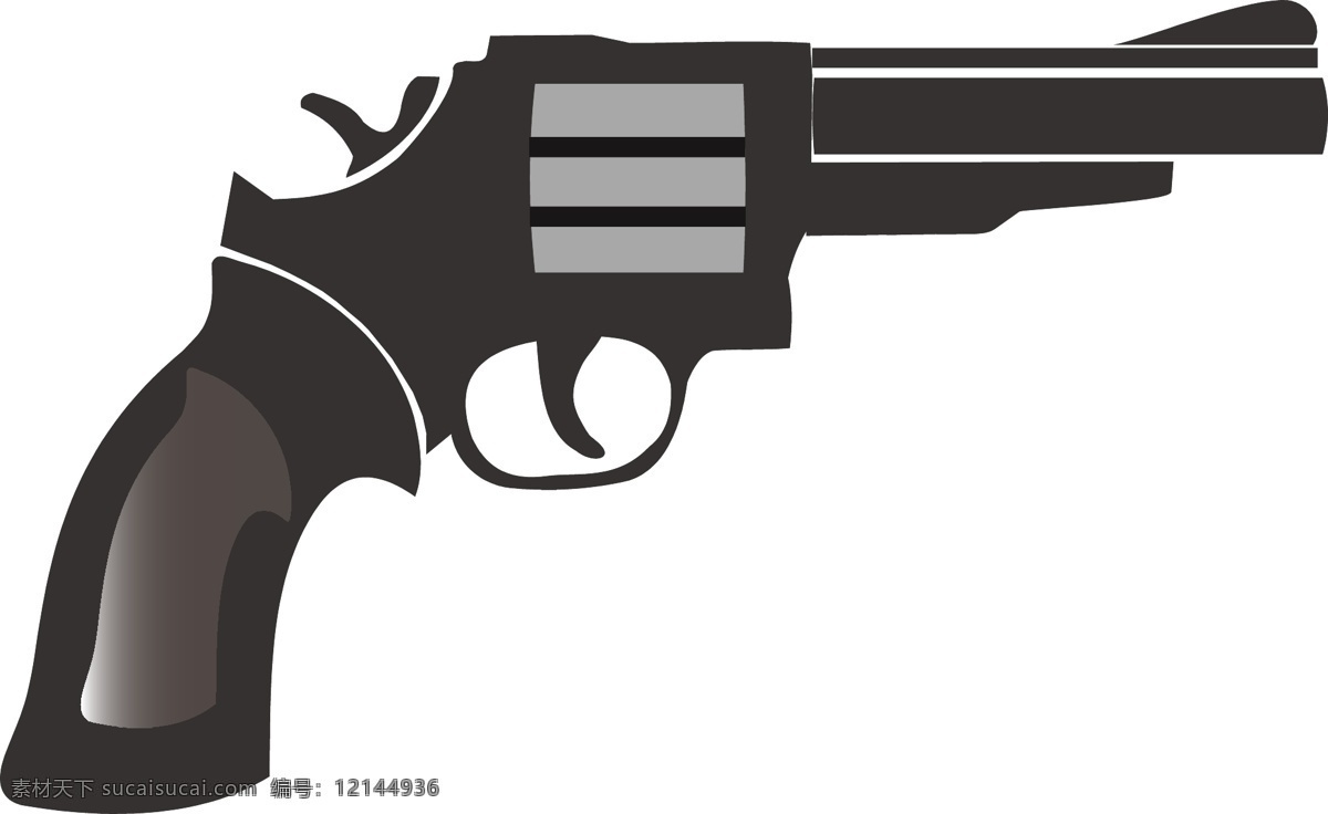 手绘 左轮手枪 插画 黑色的手枪 卡通插画 手绘手枪插画 左轮的手枪 警用的配枪 漂亮的手枪