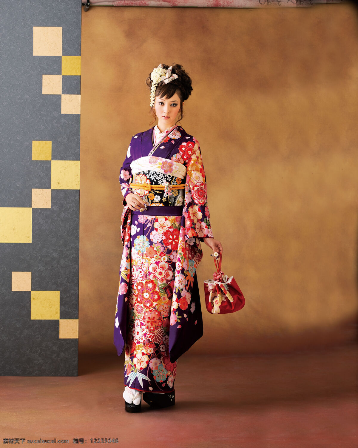 日本 和服 女性 写真 女人 香包 木屐 女性女人 人物图库
