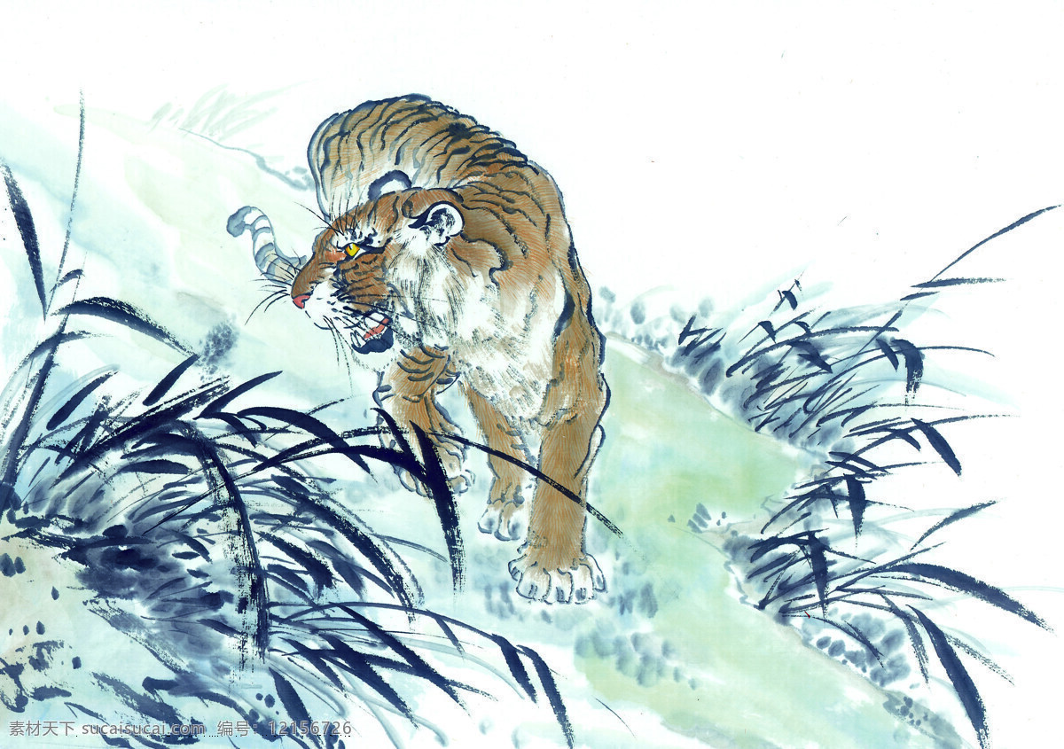 下山 虎 老虎 中國(guó)風(fēng) 中國(guó)畫(huà) 下山虎 插畫(huà)集