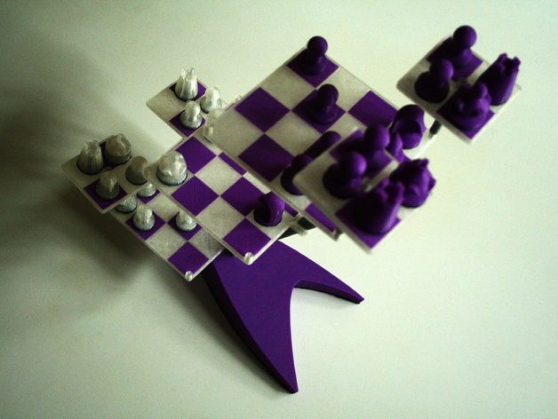具有 低 轮廓 件 便携式 星际 迷航 3d 象棋 旅行 3d打印模型 游戏玩具模型 3dchess federationchess queentoqueenslevelthree 斯波克 startrek tridchess