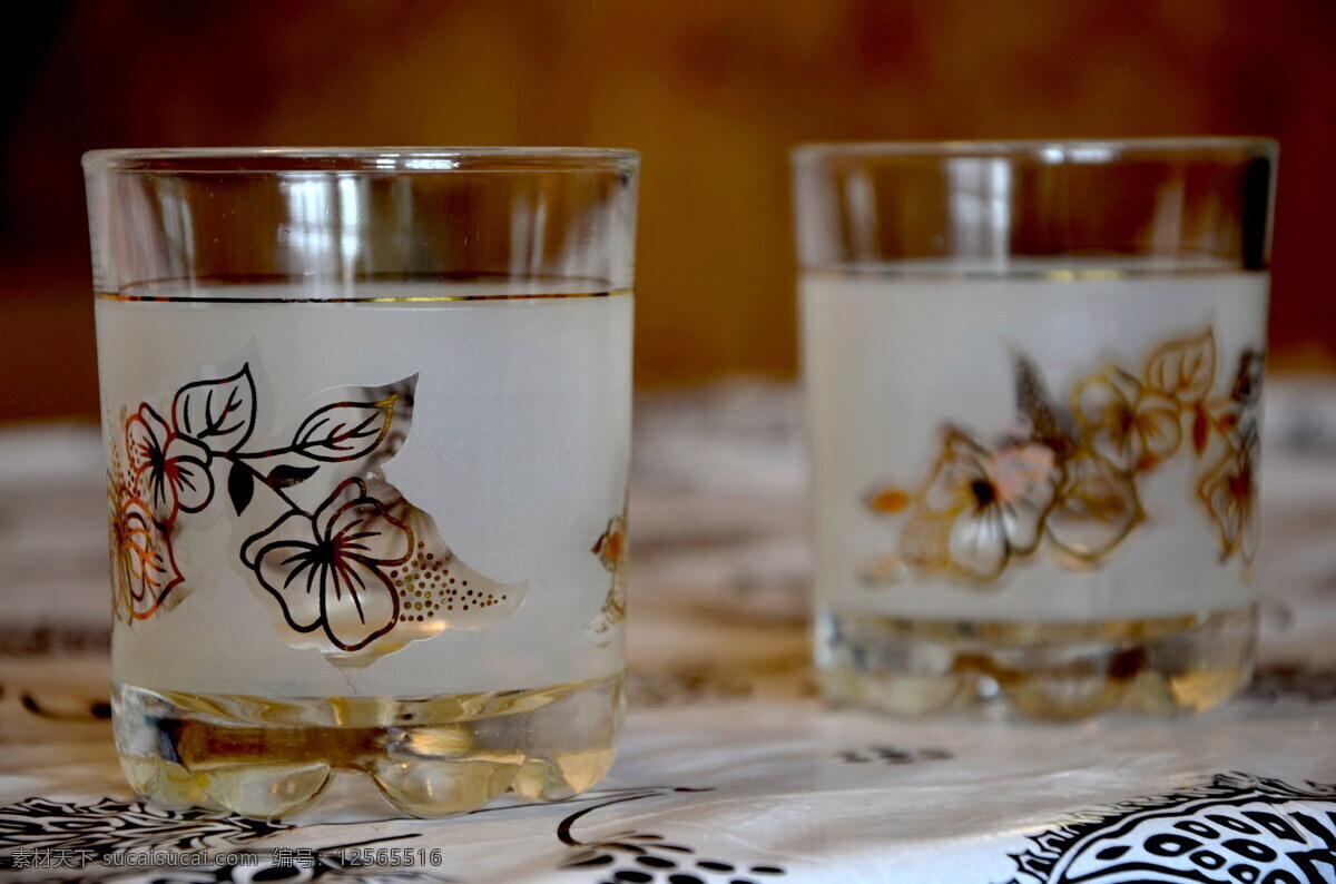 印花 玻璃杯 高清 杯子 杯具 水杯 透明
