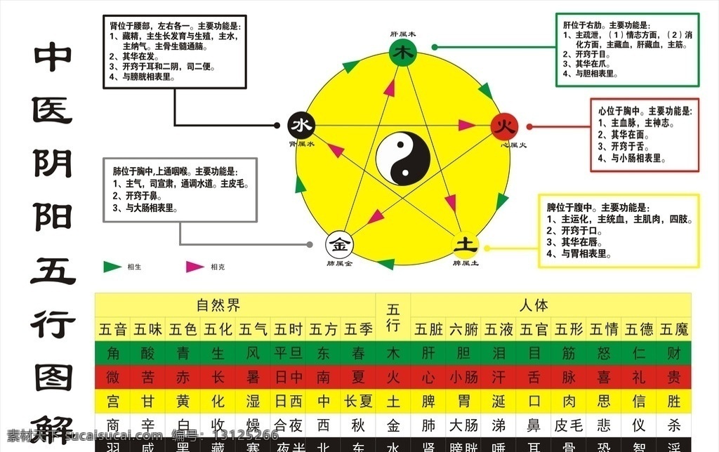 中医五行图解 五行图解 中医五行 五行循环 阴阳五行 设计图