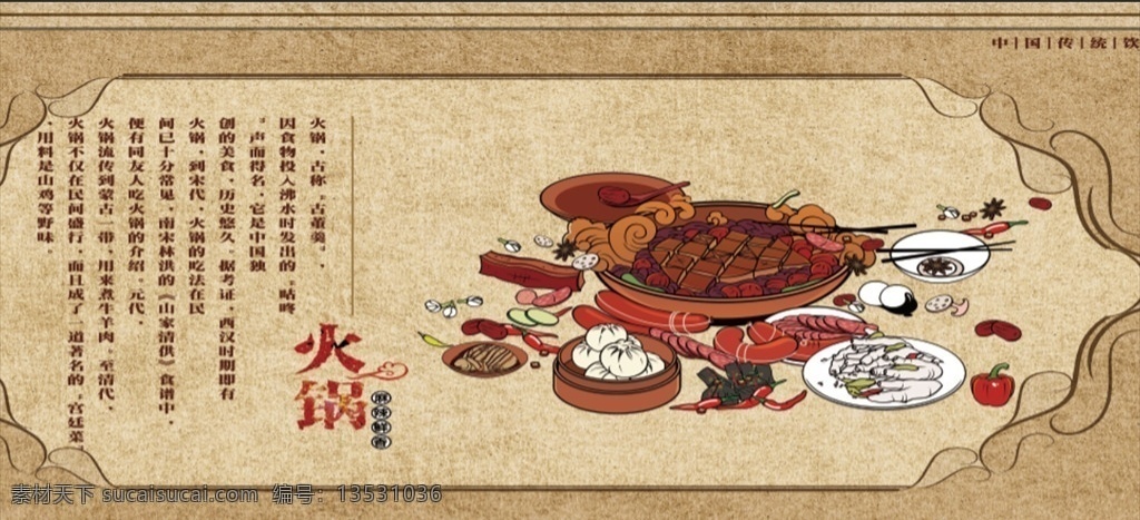 火鍋 中國風(fēng) 簡筆畫素材 舊 卡通 包子 復(fù)古 分層